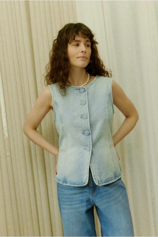 VMSIOLA SL WAISTCOAT SI311 10326329 LIGHT BLUE DENIM